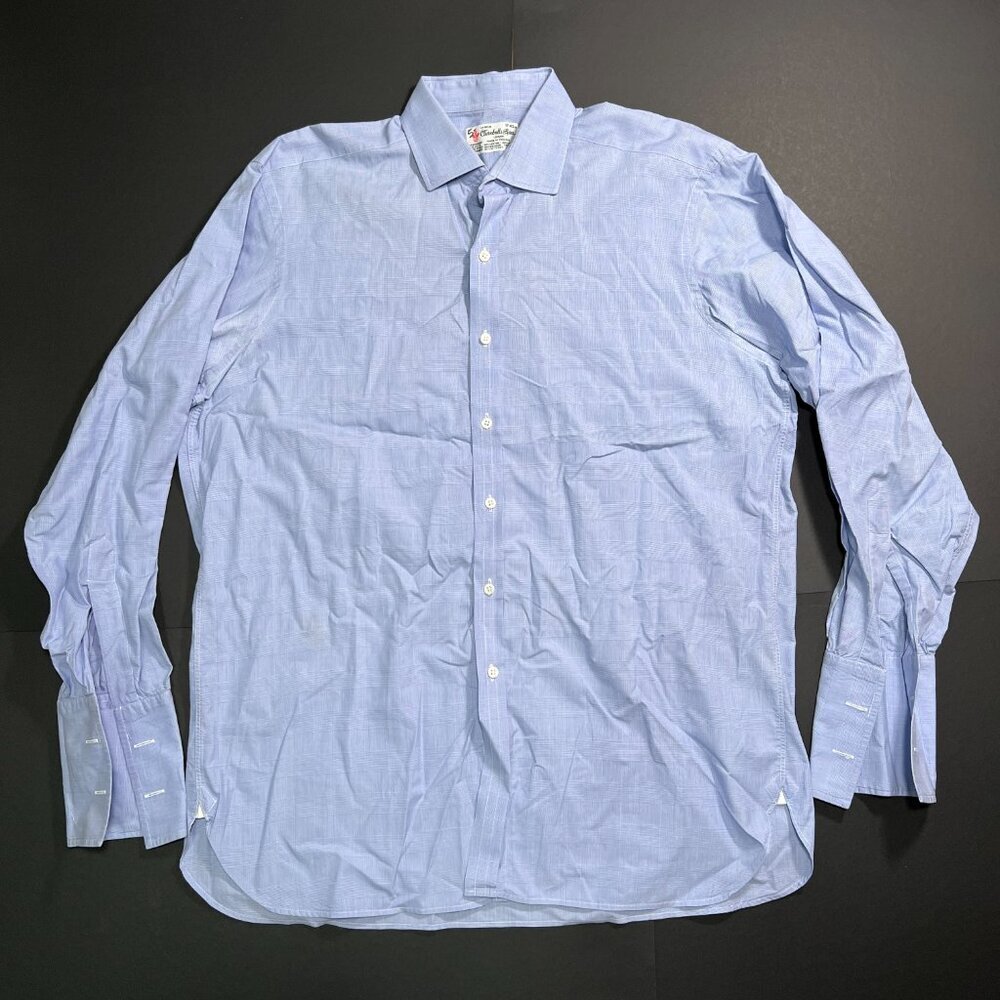 Turnbull & Asser Size 17-43 Button Down Long Sleeve Dress Shirt Blue Checkered - Picture 2 of 7